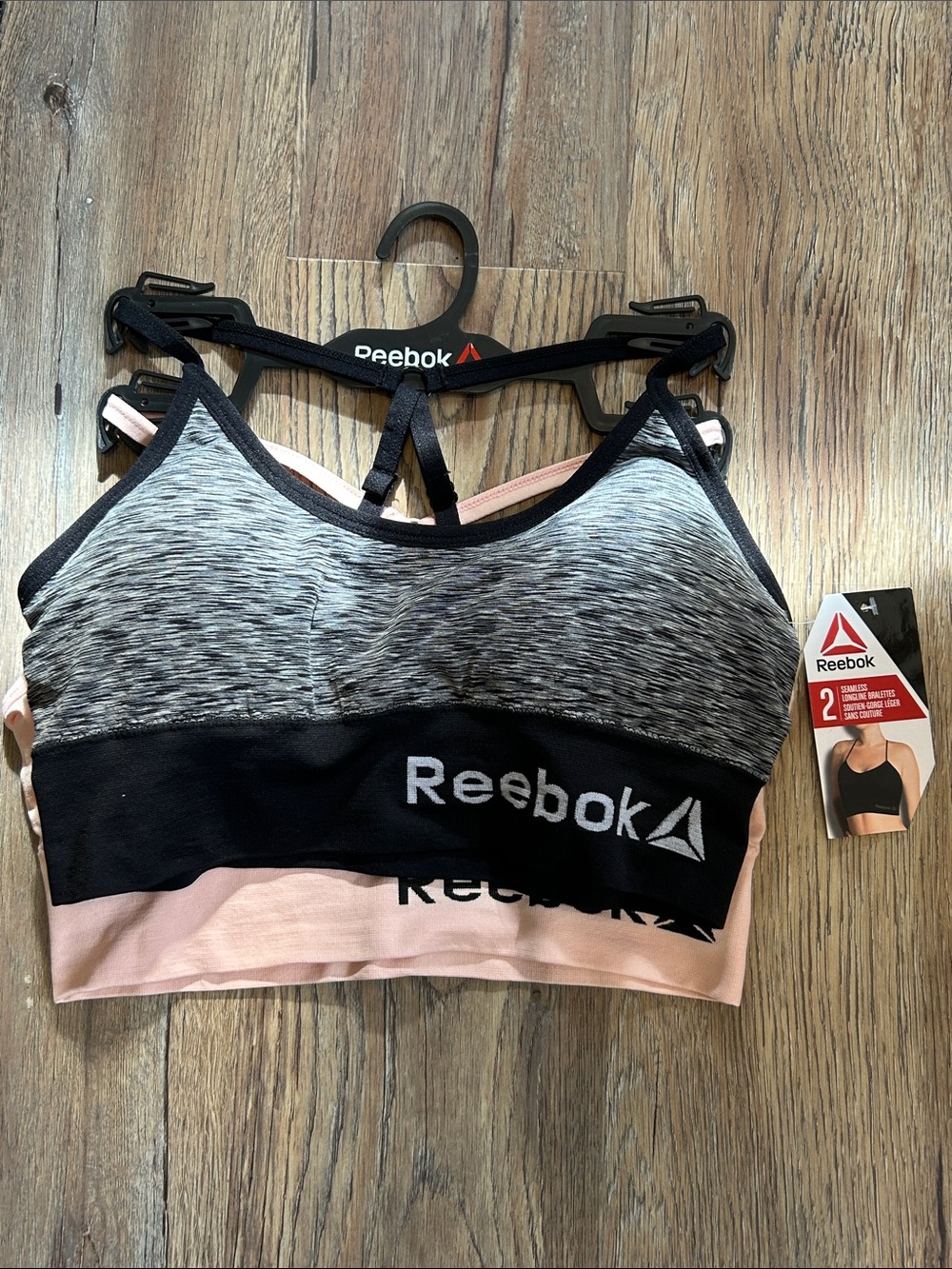 Reebok Sports Bras, 1 Pink, 1 Black, Medium